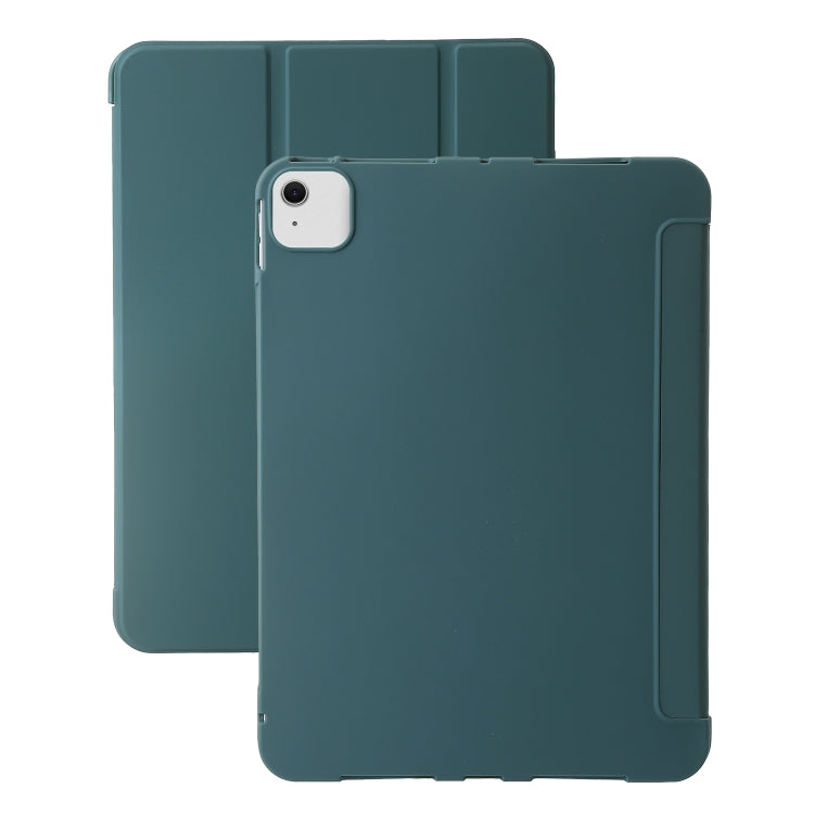 For iPad Air 11 2024 Three-fold Holder Flip Tablet Leather Case(Dark Green) - iPad Air 11 2024 Cases by buy2fix | Online Shopping UK | buy2fix