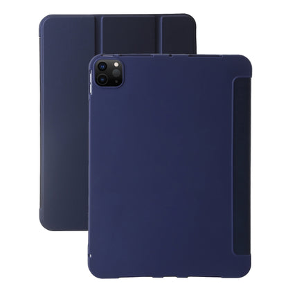 For iPad Pro 11 2025 / 2024 Three-fold Holder Flip Tablet Leather Case(Dark Blue) by buy2fix