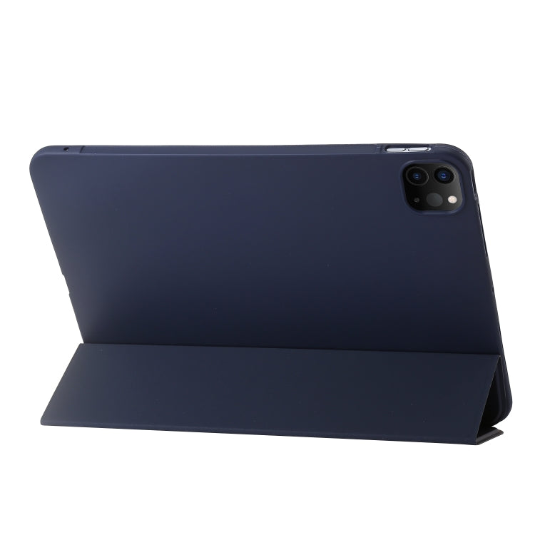 For iPad Pro 11 2025 / 2024 Three-fold Holder Flip Tablet Leather Case(Dark Blue) by buy2fix