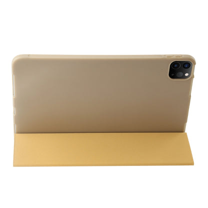 For iPad Pro 11 2024 Three-fold Holder Flip Tablet Leather Case(Gold) - iPad Pro 11 2024 Cases by buy2fix | Online Shopping UK | buy2fix