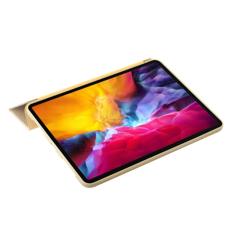 For iPad Pro 11 2024 Three-fold Holder Flip Tablet Leather Case(Gold) - iPad Pro 11 2024 Cases by buy2fix | Online Shopping UK | buy2fix