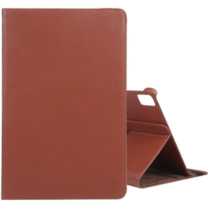 For iPad Pro 13 2024 360 Degree Rotation Litchi Texture Leather Tablet Case with Holder(Brown) - iPad Pro 13 2024 Cases by buy2fix | Online Shopping UK | buy2fix