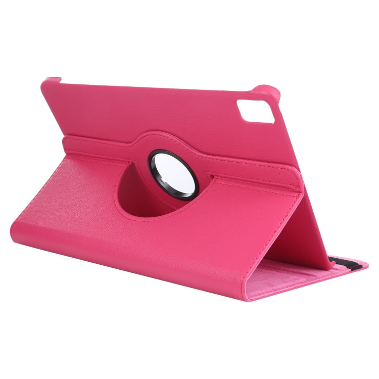 For iPad Air 13 2025 / 2024 360 Degree Rotation Litchi Texture Leather Tablet Case with Holder(Rose Red) by buy2fix