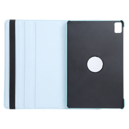 For iPad Pro 11 2024 360 Degree Rotation Litchi Texture Leather Tablet Case with Holder(Sky Blue) - iPad Pro 11 2024 Cases by buy2fix | Online Shopping UK | buy2fix