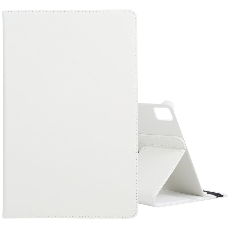 For iPad Pro 11 2024 360 Degree Rotation Litchi Texture Leather Tablet Case with Holder(White) - iPad Pro 11 2024 Cases by buy2fix | Online Shopping UK | buy2fix