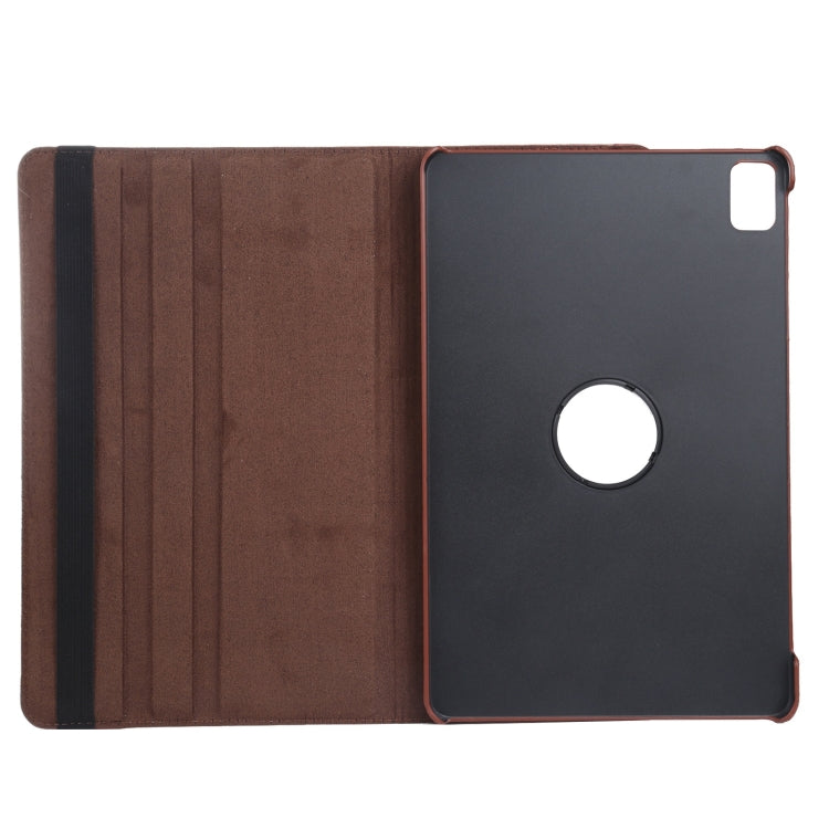 For iPad Pro 11 2024 360 Degree Rotation Litchi Texture Leather Tablet Case with Holder(Brown) - iPad Pro 11 2024 Cases by buy2fix | Online Shopping UK | buy2fix