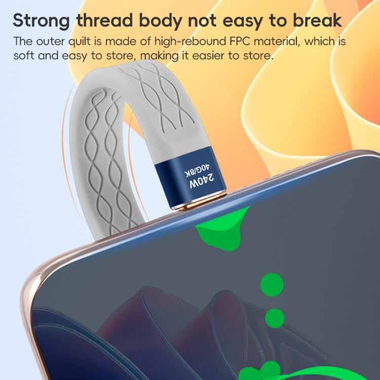 240W 40Gbps USB-C / Type-C to Type-C Flexible FPC Charging Data Cable, Length: 13.3cm(Grey) by buy2fix