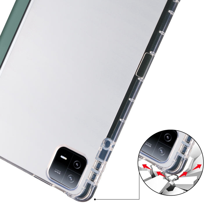 For iPad Pro 13 2024 3-fold Clear TPU Smart Leather Tablet Case with Pen Slot(Dark Green) - iPad Pro 13 2024 Cases by buy2fix | Online Shopping UK | buy2fix