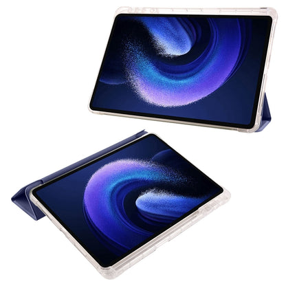 For iPad Pro 13 2024 3-fold Clear TPU Smart Leather Tablet Case with Pen Slot(Dark Blue) - iPad Pro 13 2024 Cases by buy2fix | Online Shopping UK | buy2fix