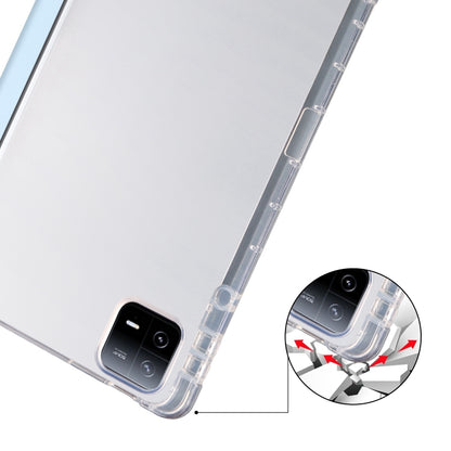 For iPad Air 13 2024 3-fold Clear TPU Smart Leather Tablet Case with Pen Slot(Ice Blue) - iPad Air 13 2024 Cases by buy2fix | Online Shopping UK | buy2fix