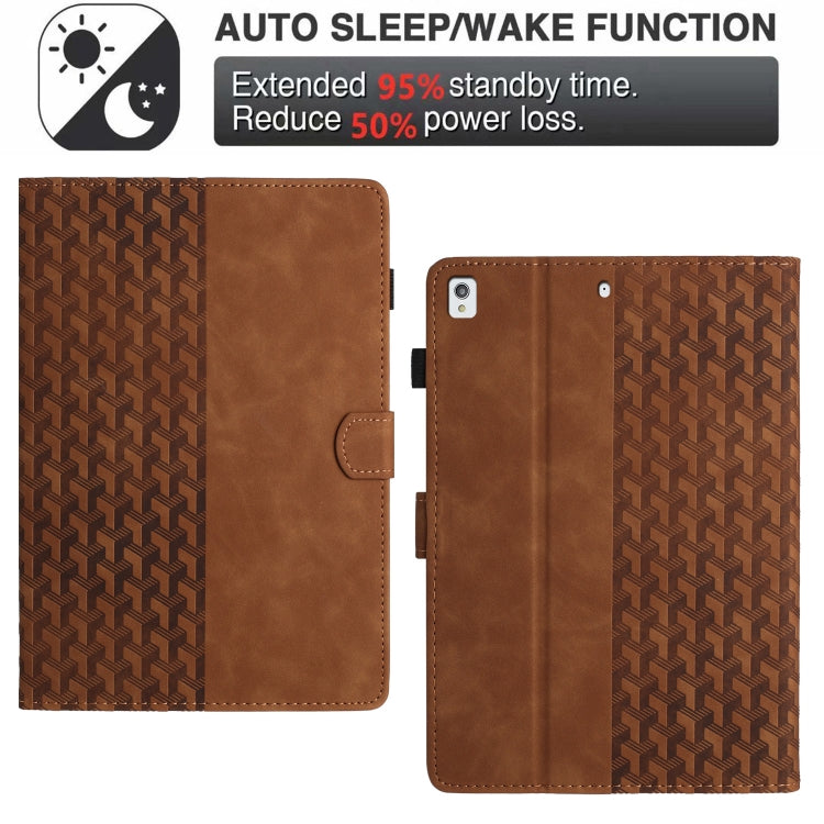 For iPad 10.2 2021 / Air 10.5 Building Blocks Embossed Leather Smart Tablet Case(Brown) - iPad 10.2 Cases by buy2fix | Online Shopping UK | buy2fix