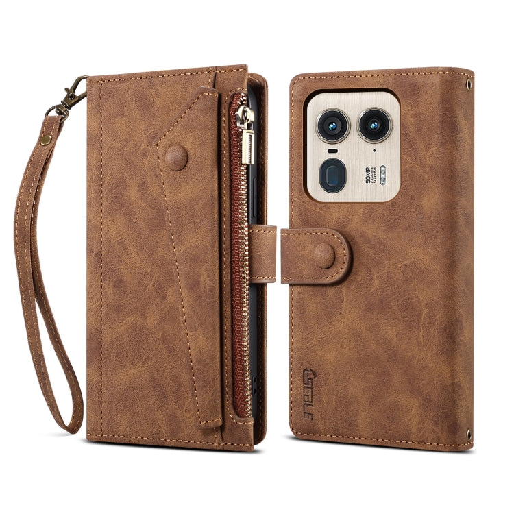 For Motorola Edge 50 Ultra ESEBLE Retro Frosted RFID Leather Phone Case(Brown) - Motorola Cases by ESEBLE | Online Shopping UK | buy2fix