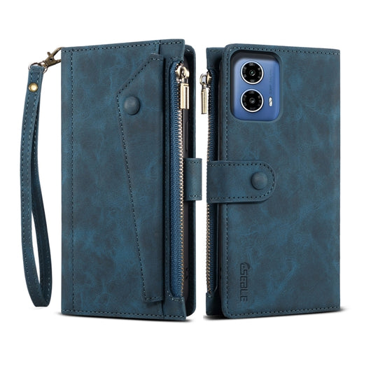 For Motorola Moto G35 ESEBLE Retro Frosted RFID Leather Phone Case(Dark Green)