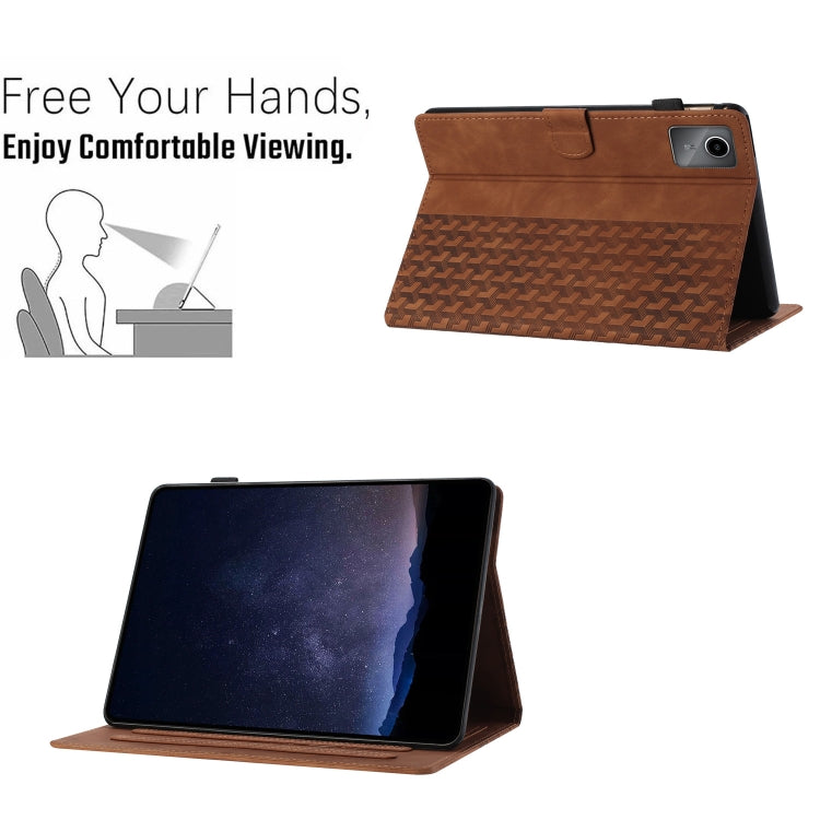 For Lenovo Tab M11/Xiaoxin Pad 11 2024 Building Blocks Embossed Leather Smart Tablet Case(Brown) - Lenovo by buy2fix | Online Shopping UK | buy2fix