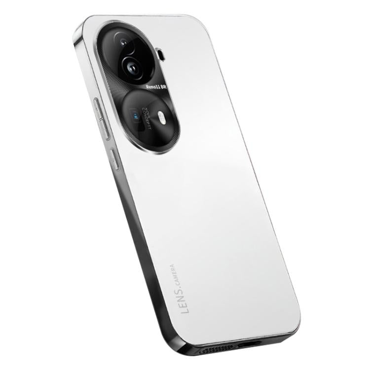 For OPPO Reno11 Pro Global AG Frosted Electroplating Acrylic Phone Case(Silver White) by buy2fix