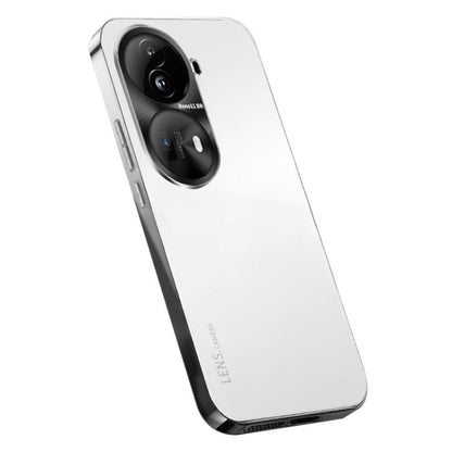 For OPPO Reno11 Pro Global AG Frosted Electroplating Acrylic Phone Case(Silver White) by buy2fix