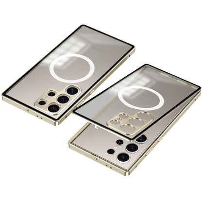 For Samsung Galaxy S24 Ultra 5G Snap Buckle Metal Frame Frosted MagSafe Phone Case(Gold) - Galaxy S24 Ultra 5G Cases by buy2fix | Online Shopping UK | buy2fix