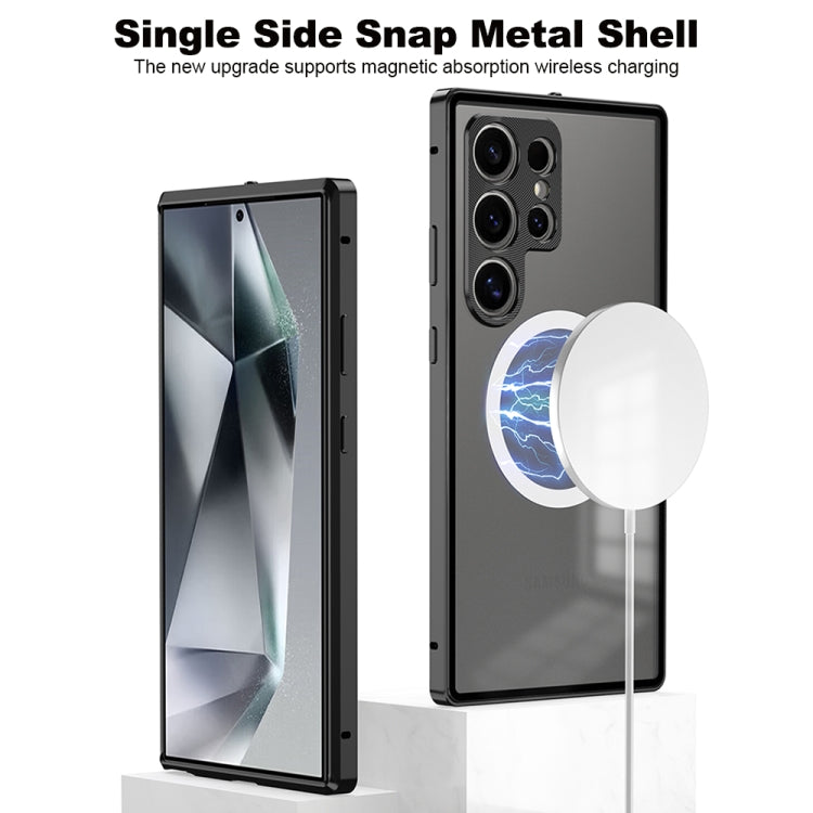 For Samsung Galaxy S24 5G Snap Buckle Metal Frame Frosted MagSafe Phone Case(Purple) - Galaxy S24 5G Cases by buy2fix | Online Shopping UK | buy2fix