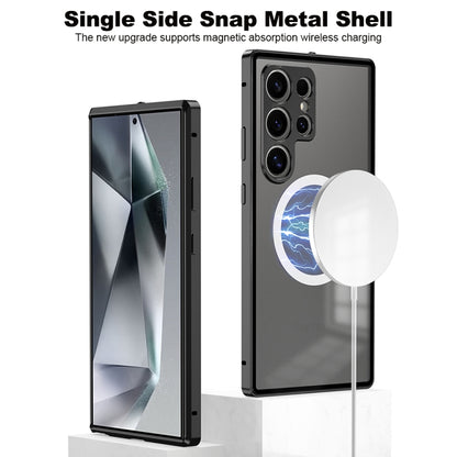 For Samsung Galaxy S24 5G Snap Buckle Metal Frame Frosted MagSafe Phone Case(Purple) - Galaxy S24 5G Cases by buy2fix | Online Shopping UK | buy2fix