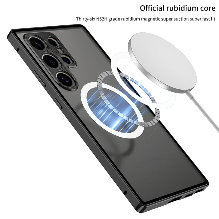 For Samsung Galaxy S24 5G Snap Buckle Metal Frame Frosted MagSafe Phone Case(Black) - Galaxy S24 5G Cases by buy2fix | Online Shopping UK | buy2fix