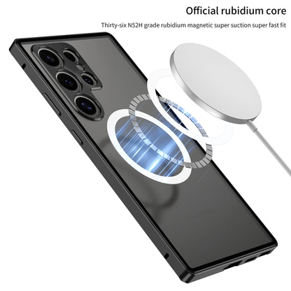 For Samsung Galaxy S24+ 5G Snap Buckle Metal Frame Frosted MagSafe Phone Case(Silver) - Galaxy S24+ 5G Cases by buy2fix | Online Shopping UK | buy2fix