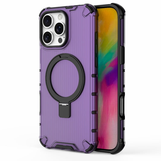 For iPhone 16 Pro Max Grating Holder Shockproof Phone Case(Purple) - iPhone 16 Pro Max Cases by buy2fix | Online Shopping UK | buy2fix