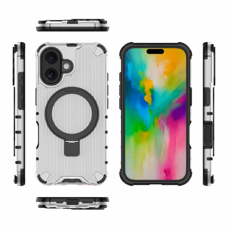 For iPhone 16 Grating Holder Shockproof Phone Case(Transparent) - iPhone 16 Cases by buy2fix | Online Shopping UK | buy2fix