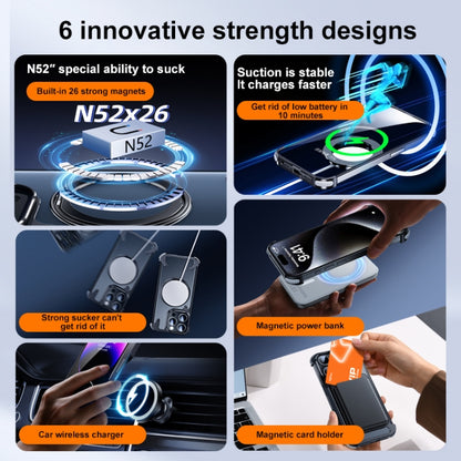 For iPhone 15 Pro Max 360 Degree Rotation MagSafe Stand Metal Phone Case(Leather Silver) - iPhone 15 Pro Max Cases by buy2fix | Online Shopping UK | buy2fix