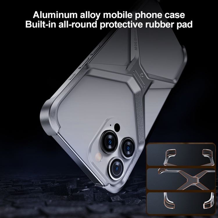 For iPhone 13 Pro / 14 Pro Frameless X-shaped Metal Phone Case(Grey) - iPhone 14 Pro Cases by buy2fix | Online Shopping UK | buy2fix