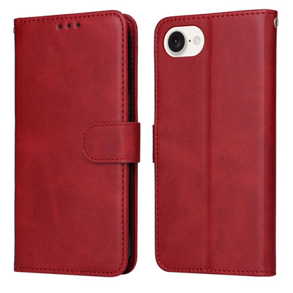 For iPhone 16e Classic Calf Texture Flip Leather Phone Case(Red) - iPhone 16e Cases by buy2fix | Online Shopping UK | buy2fix