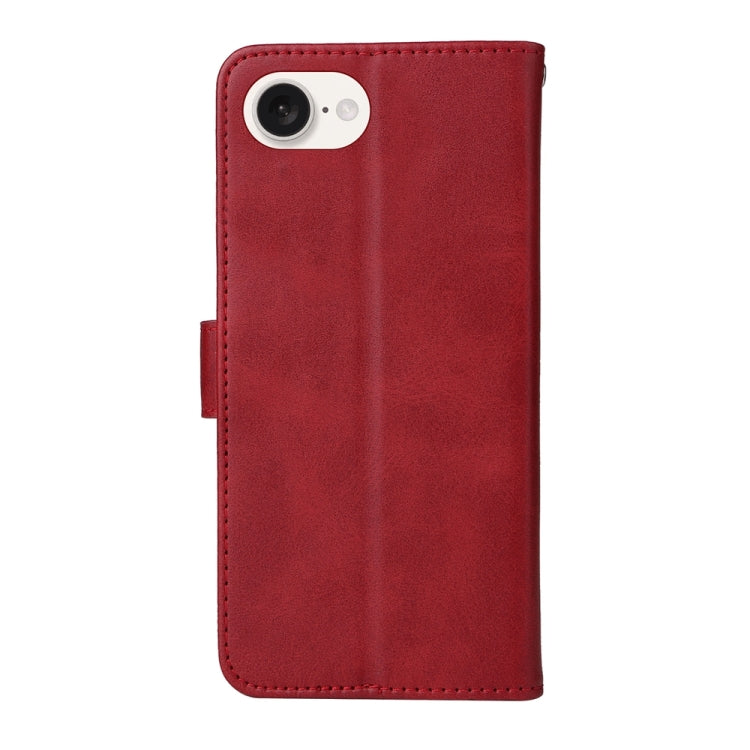 For iPhone 16e Classic Calf Texture Flip Leather Phone Case(Red) - iPhone 16e Cases by buy2fix | Online Shopping UK | buy2fix