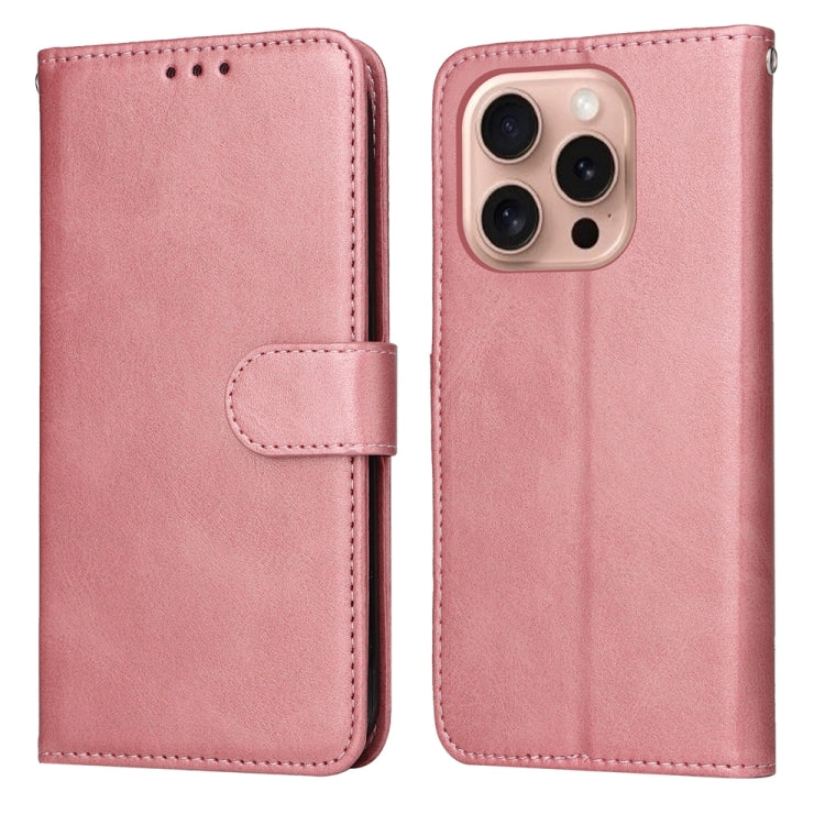 For iPhone 16 Pro Classic Calf Texture Flip Leather Phone Case(Rose Gold) - iPhone 16 Pro Cases by buy2fix | Online Shopping UK | buy2fix