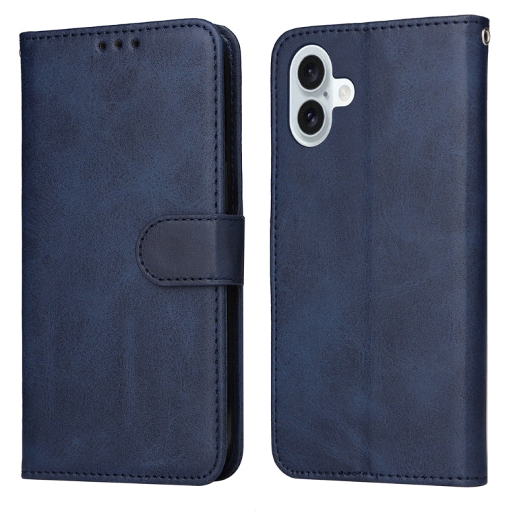 For iPhone 16 Plus Classic Calf Texture Flip Leather Phone Case(Blue) by buy2fix