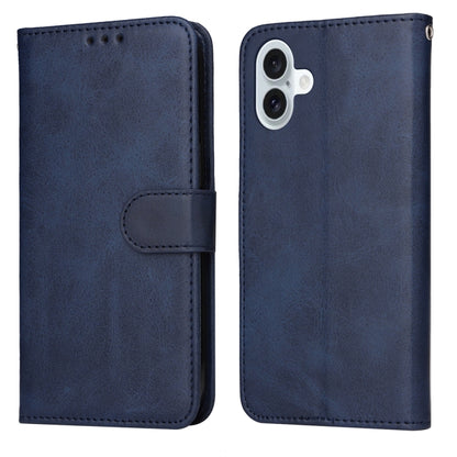 For iPhone 16 Plus Classic Calf Texture Flip Leather Phone Case(Blue) by buy2fix