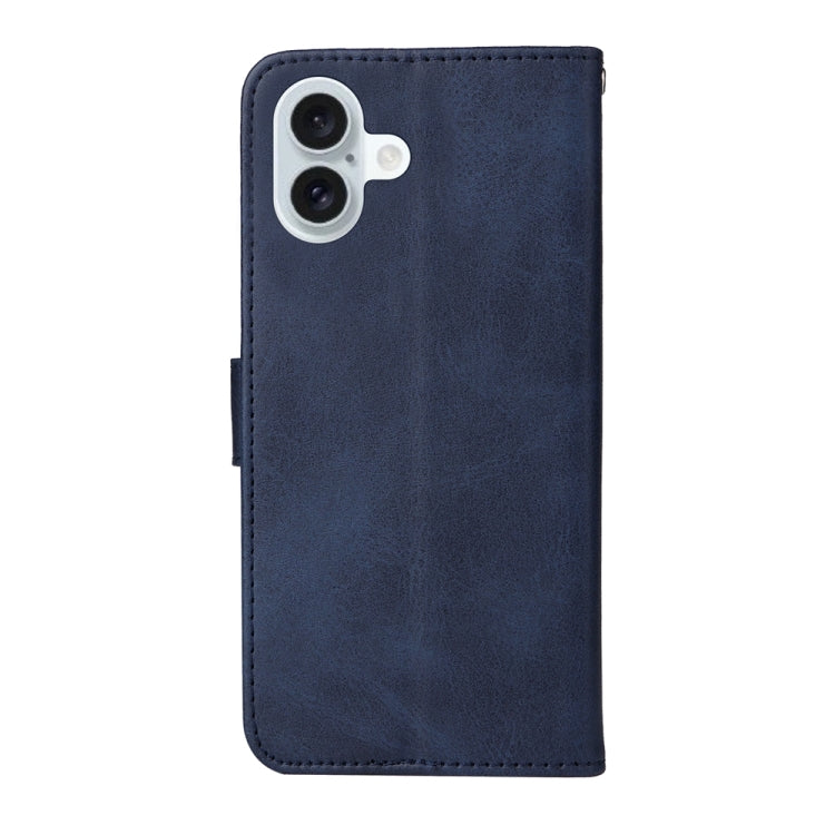 For iPhone 16 Plus Classic Calf Texture Flip Leather Phone Case(Blue) by buy2fix