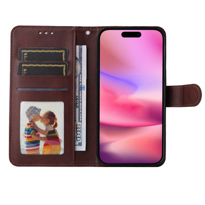 For iPhone 16 Classic Calf Texture Flip Leather Phone Case(Brown) - iPhone 16 Cases by buy2fix | Online Shopping UK | buy2fix