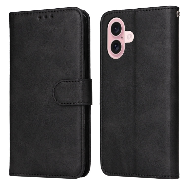 For iPhone 16 Classic Calf Texture Flip Leather Phone Case(Black) - iPhone 16 Cases by buy2fix | Online Shopping UK | buy2fix