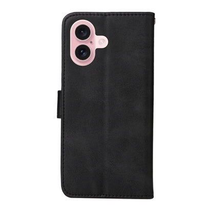 For iPhone 16 Classic Calf Texture Flip Leather Phone Case(Black) - iPhone 16 Cases by buy2fix | Online Shopping UK | buy2fix