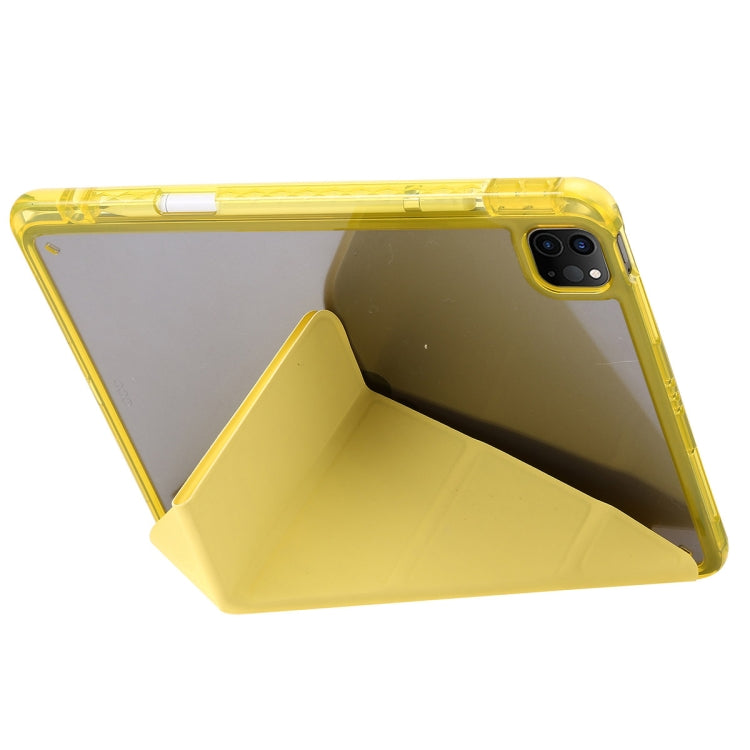 For iPad Pro 11 2025 / 2024 Clear Acrylic Deformation Leather Tablet Case(Yellow) by buy2fix