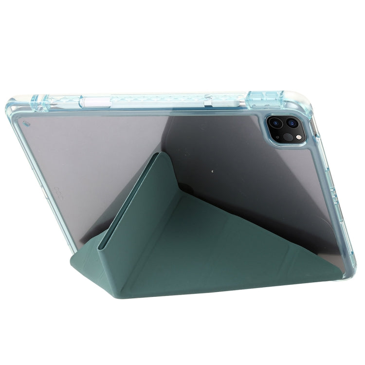 For iPad Pro 13 2024 Clear Acrylic Deformation Leather Tablet Case(Dark Green) - iPad Pro 13 2024 Cases by buy2fix | Online Shopping UK | buy2fix