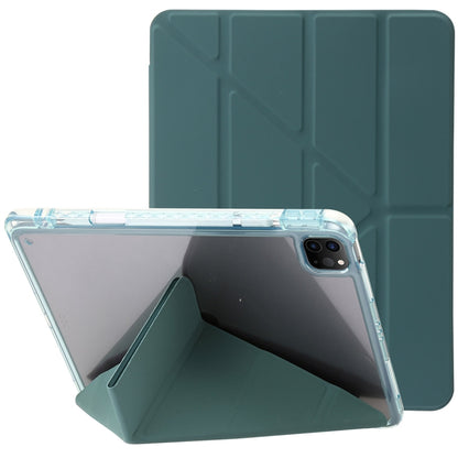For iPad Pro 13 2025 / 2024 Clear Acrylic Deformation Leather Tablet Case(Dark Green) by buy2fix