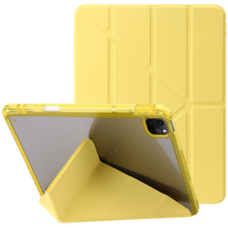 For iPad Pro 13 2024 Clear Acrylic Deformation Leather Tablet Case(Yellow) - iPad Pro 13 2024 Cases by buy2fix | Online Shopping UK | buy2fix