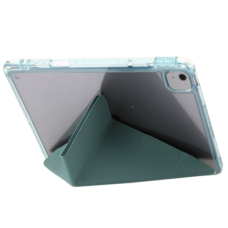 For iPad Air 13 2025 / 2024 Clear Acrylic Deformation Leather Tablet Case(Dark Green) by buy2fix