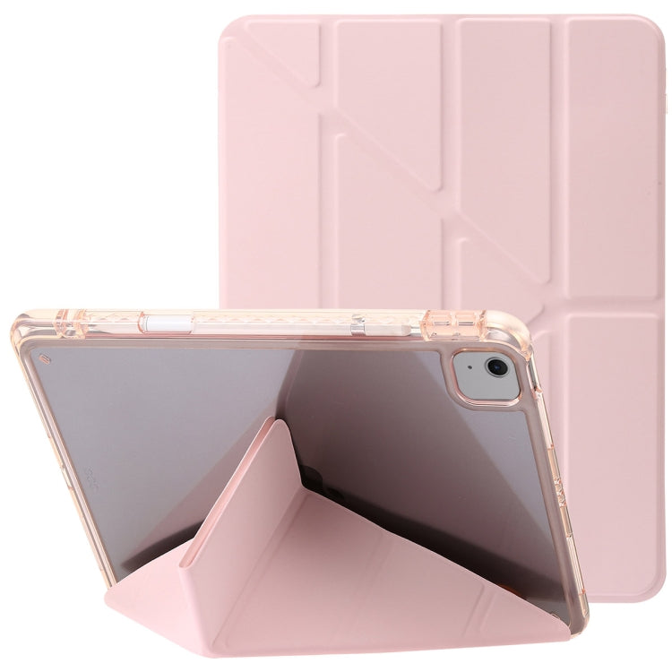For iPad Air 13 2025 / 2024 Clear Acrylic Deformation Leather Tablet Case(Pink) by buy2fix