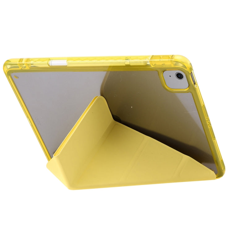 For iPad Air 13 2025 / 2024 Clear Acrylic Deformation Leather Tablet Case(Yellow) by buy2fix
