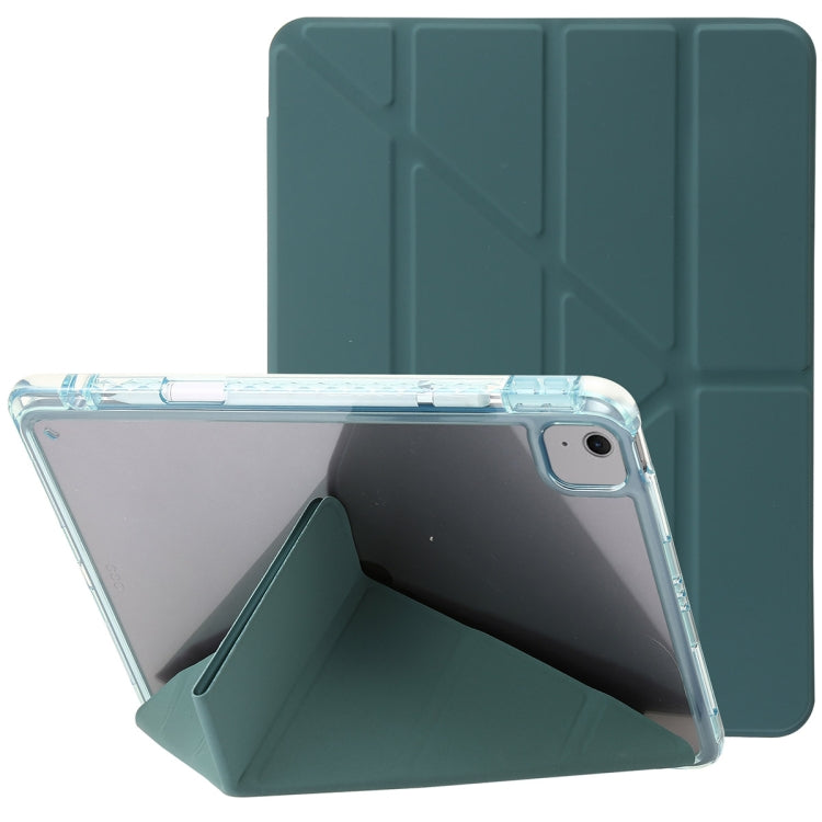 For iPad Air 11 2025 / 2024 Clear Acrylic Deformation Leather Tablet Case(Dark Green) by buy2fix