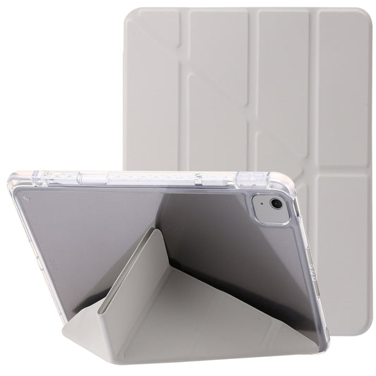 For iPad Air 11 2025 / 2024 Clear Acrylic Deformation Leather Tablet Case(Grey) by buy2fix