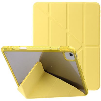 For iPad Air 11 2025 / 2024 Clear Acrylic Deformation Leather Tablet Case(Yellow) by buy2fix