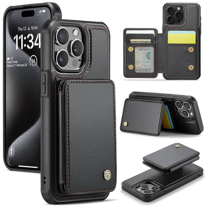 For iPhone 15 Pro JEEHOOD J05 Business Magnetic Style RFID Leather Phone Case(Black) - iPhone 15 Pro Cases by JEEHOOD | Online Shopping UK | buy2fix