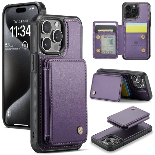 For iPhone 15 Pro JEEHOOD J05 Business Magnetic Style RFID Leather Phone Case(Purple) - iPhone 15 Pro Cases by JEEHOOD | Online Shopping UK | buy2fix